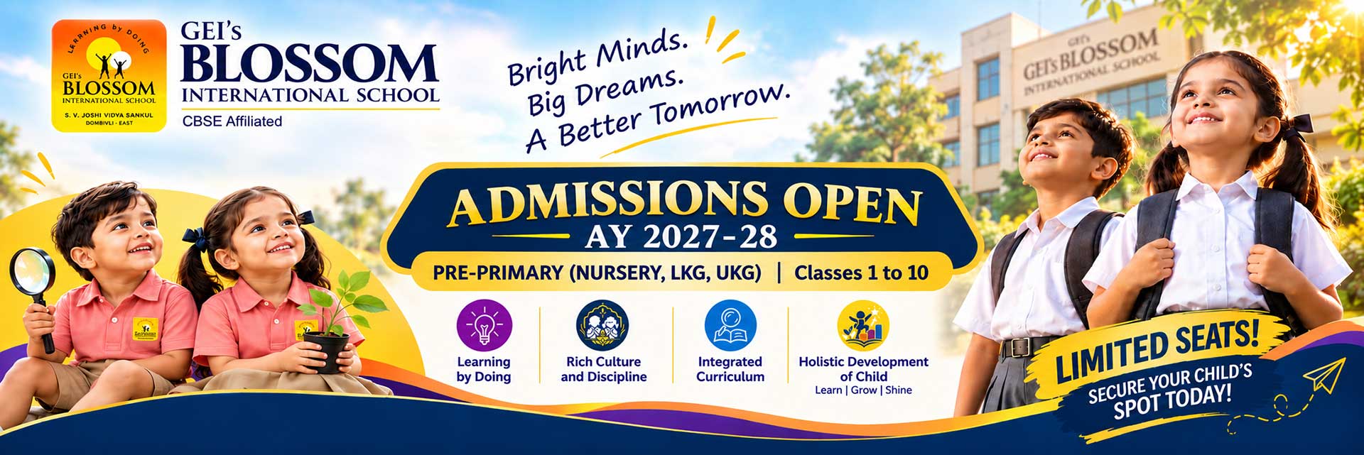 GEI's Blossom International School Open Admission academic year 2027-28 Nursery to xii science